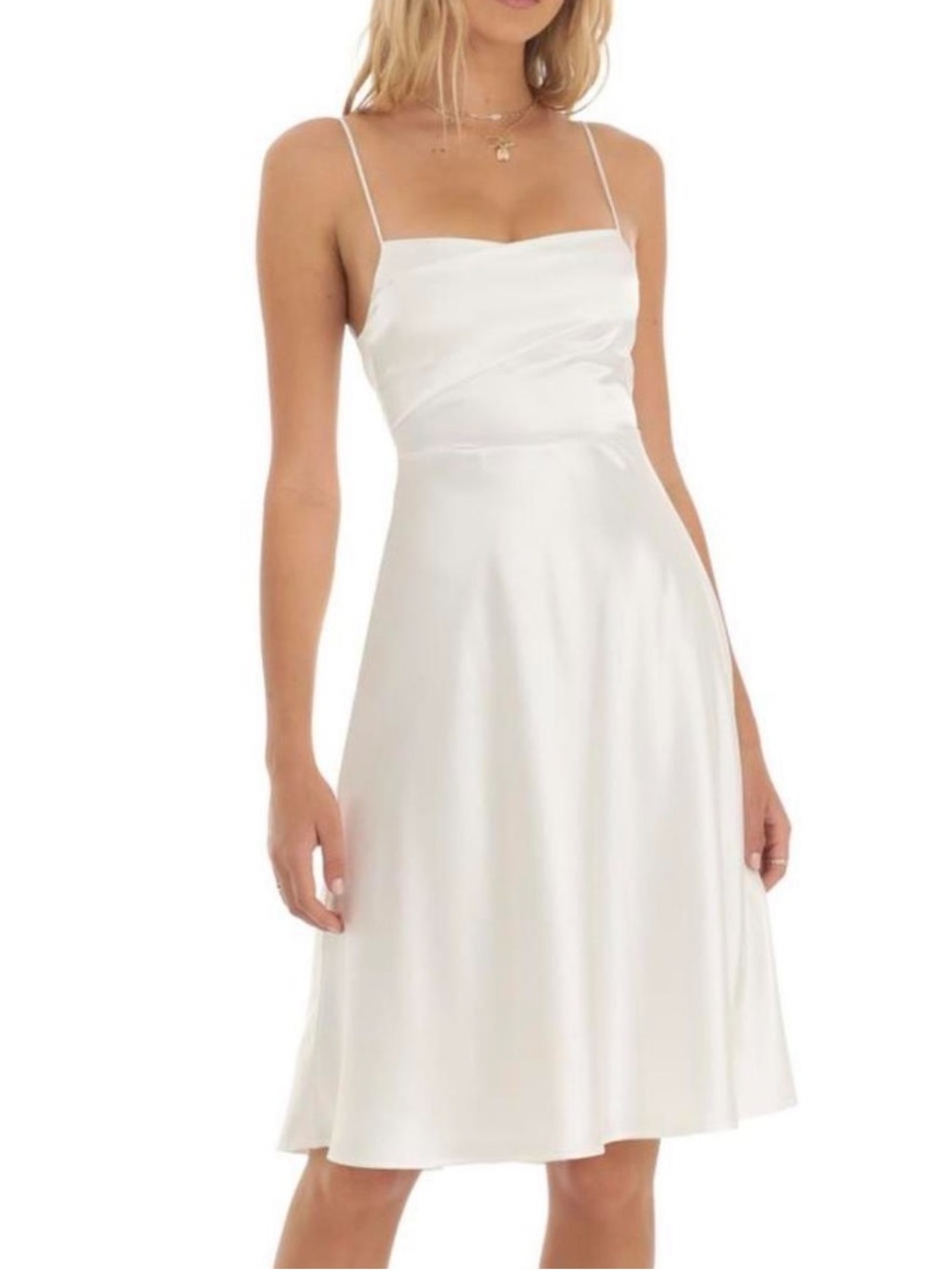Lucy in the Sky White Spaghetti Strap Midi Dress